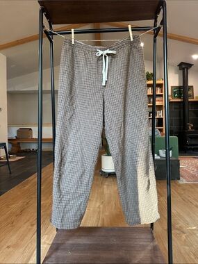 J. Crew Brown Small-Check Drawstring Trousers